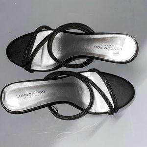 Black Sparkly London Fog Sandal Wedges✨